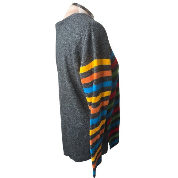 Colorful Striped Sweater By Karen Lessly Medium 100% Acrylic USA Mr Rogers VTG - Picture 8 of 9